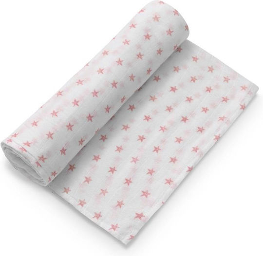 Interbaby Прегръщаща Пелена от Муселин White, Pink Бял 120x120см.