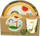 Queen Mother Animals Feeding Set Made of Bamboo with Anti-Slip White Base Animals White 5 Pieces