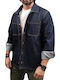 Μακρυμάνικo Τζιν Overshirt σε Κανονική Γραμμή Μπλε