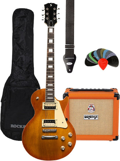 Stagg Set Electric Guitar Single cut Orange with Case