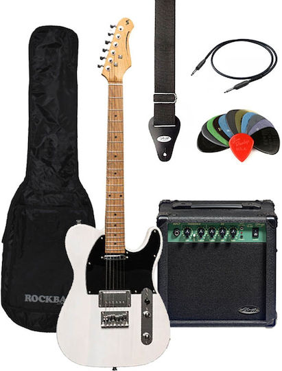 Stagg Set-plus Set Elektrische Gitarre Einfacher Schnitt Weiß mit Tasche