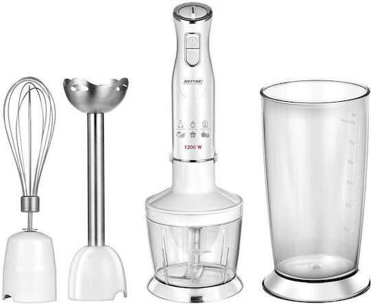 MPM Blender De Mână Cu Tijă Din Inox 1200W Alb