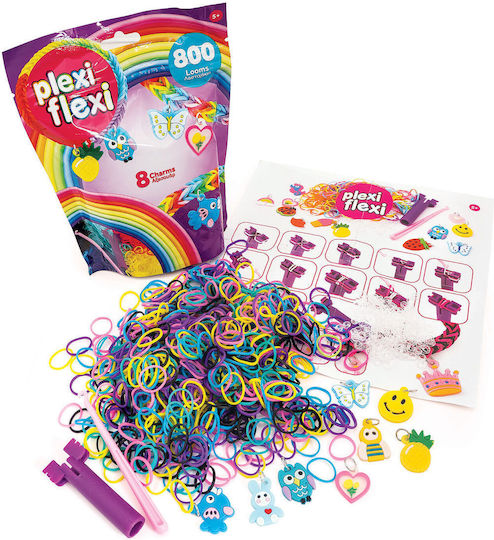AS Hair Ties Plexi Flexi Plexi Flexi Bag 800 Elastics & 8 Accessories - Red For Children 5+ Years