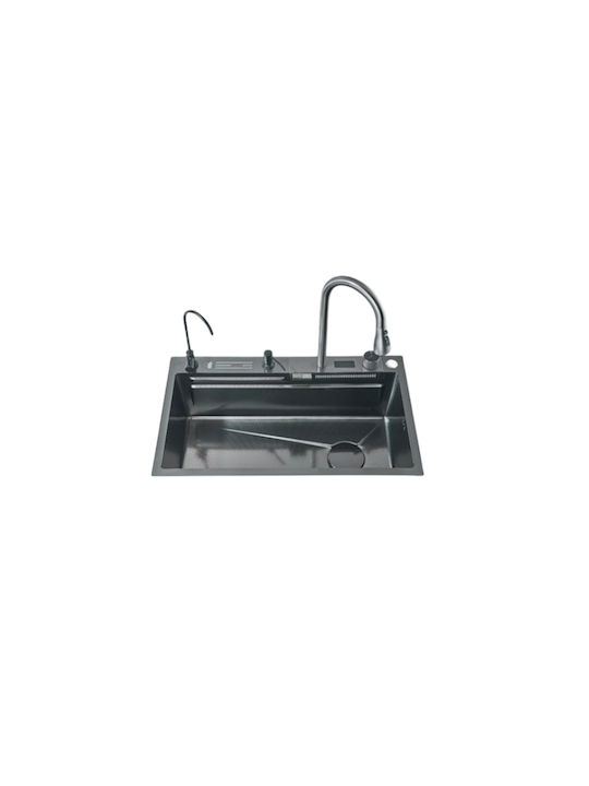 Ένθετος Νεροχύτης Inox με Μπαταρία Μ75xΠ45cm Μαύρος