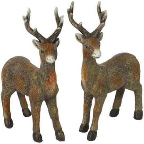 Atmosphera De Crăciun Ceramică Figurină Cerb Maro Lungime 6cm. 2buc