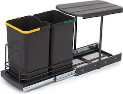 Sliding Kitchen Waste Bin System 2 X 14l Bottom Fixing Automatic Opening Steel Plastic Emuca 8907023 Anthracite Grey Sliding Kitchen Waste Bin System 2 X 14l Bottom Fixing Automatic Opening Steel Plastic Emuca 8907023 Anthracite Grey