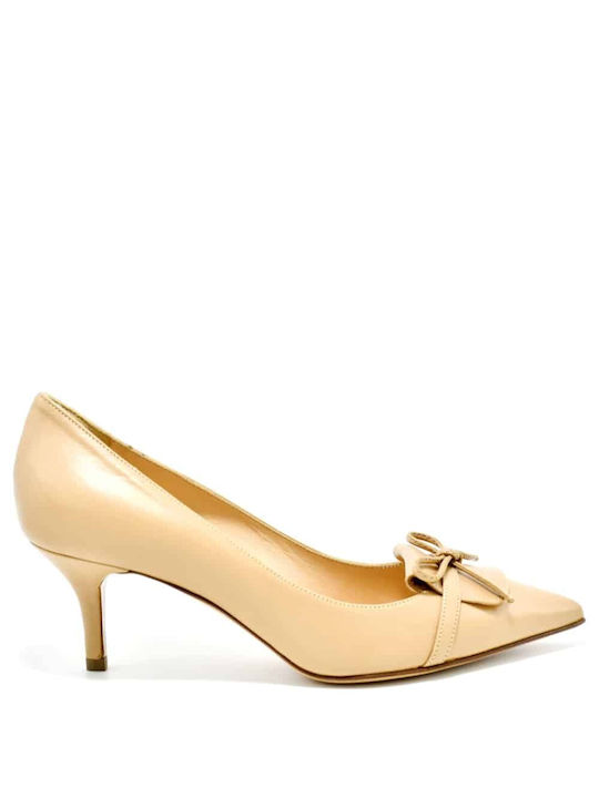 Essedonna Leather Beige Heels