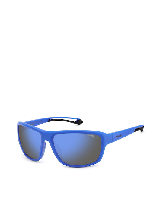 Polaroid Men's Sunglasses with Blue Plastic Frame and Blue Polarized Mirror Lens PLD7049/S FLL/G2