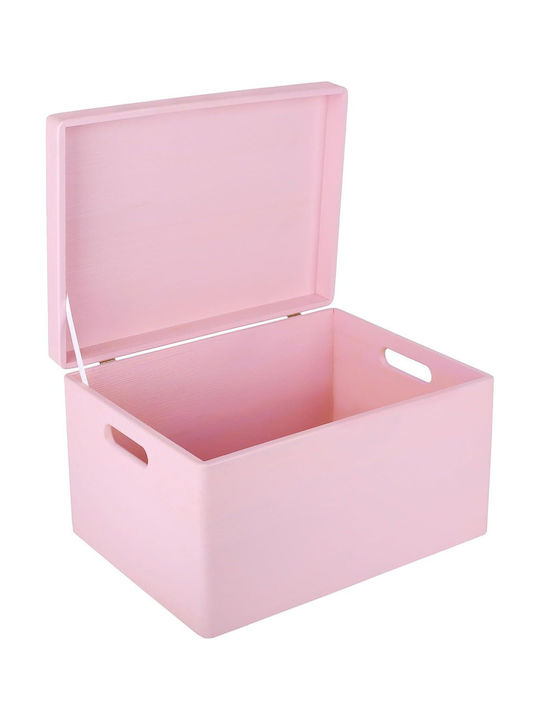Cutie de Depozitare Mare din Lemn Creative Deco XXL Roz 40 x 30 x 24 cm + 1 cm Mânere Capac Decorativ Perfectă pentru Documente Amintiri Jucării Unelte