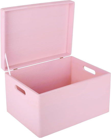 Cutie de Depozitare Mare din Lemn Creative Deco XXL Roz 40 x 30 x 24 cm + 1 cm Mânere Capac Decorativ Perfectă pentru Documente Amintiri Jucării Unelte