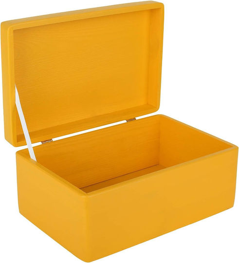 Creative Deco Gelbe Große Holzaufbewahrungsbox mit Deckel 30 x 20 x 14 cm + 1 cm Ohne Griffe Dekorative Truhe Perfekt für Dokumente Andenken Spielzeug Werkzeuge