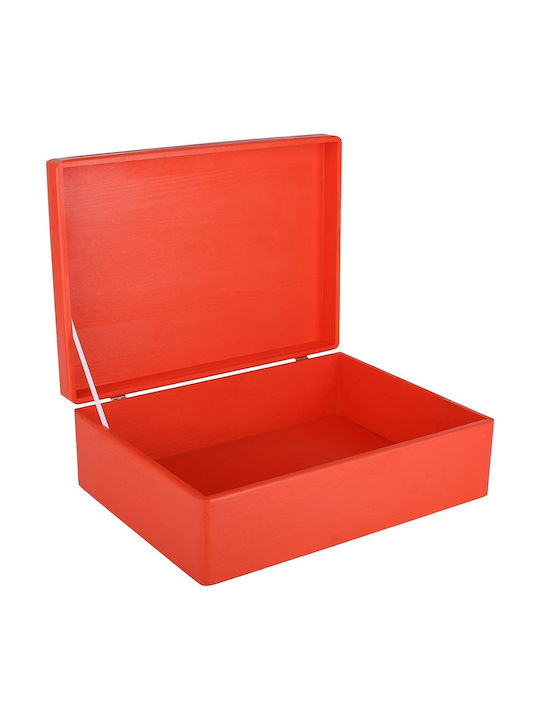 Creative Deco Xl Red Large Wooden Storage Box Lid 40 X 30 X 14 Cm + 1 Cm No Handles Decorative Chest Perfect Documents Memorabilia Toys Tools