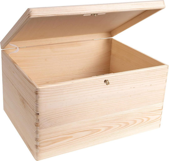 Креатив Деко XXL голяма дървена кутия с капак 40 x 30 x 24 см + 1 см без дръжки дървен сандък за документи, играчки, инструменти