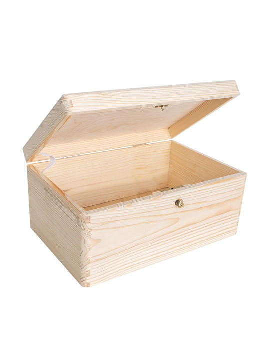Creative Deco Large Wooden Box Lock Lid Decoration 30 X 20 X 13 Cm + 1cm Without Handles Wooden Chest Documents Toys Tools
