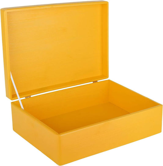 Cutie de Depozitare Mare din Lemn Creative Deco XL Galben cu Capac 40 X 30 X 14 Cm + 1 Cm Fără Mânere Cufăr Decorativ Ideal pentru Documente Amintiri Jucării Unelte