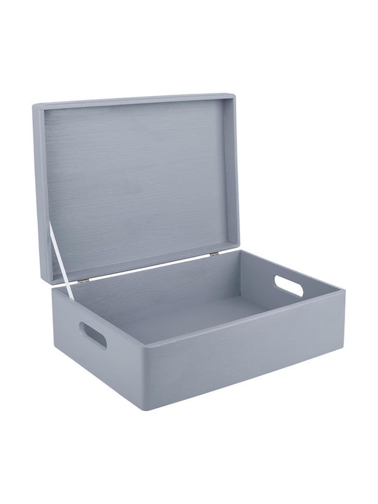 Creative Deco Xl Gray Large Wooden Storage Box 40 X 30 X 14 Cm + 1 Cm Handles Lid Decorative Chest Perfect Documents Memorabilia Toys Tools