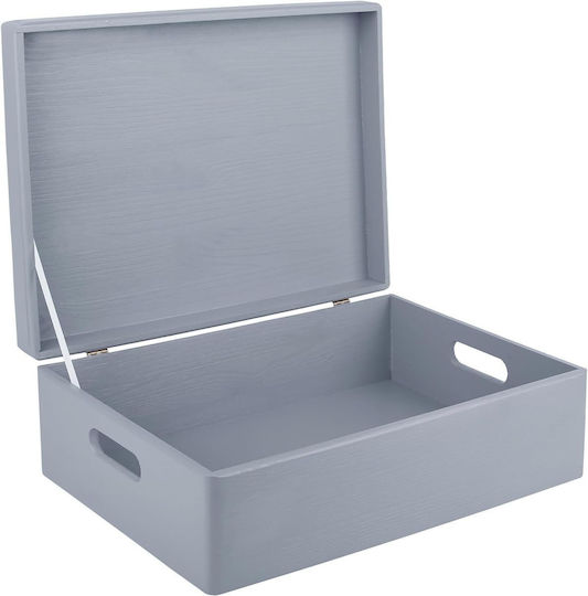 Креатив Деко XL Сива Голяма Дървена Кутия за Съхранение 40 X 30 X 14 См + 1 См Дръжки Капак Декоративен Сандък Перфектен за Документи Спомени Играчки Инструменти