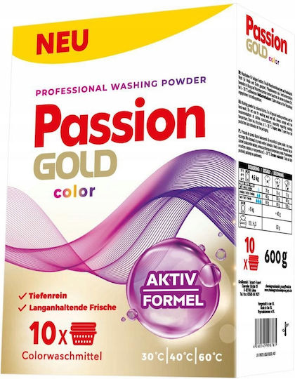 Passion Gold Επαγγελματικό Απορρυπαντικό σε Σκόνη για Χρωματιστά Ρούχα 0.6kg (10 Μεζούρες)