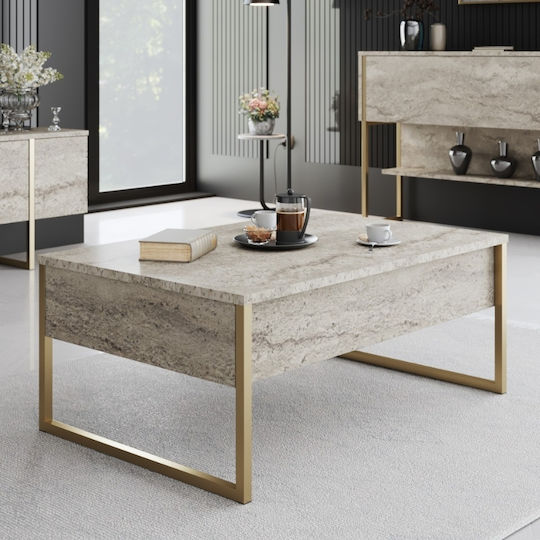 Zentrales Kaffeetisch Luxe Travertin Gold Zentrales Kaffeetisch Luxe Travertin Gold