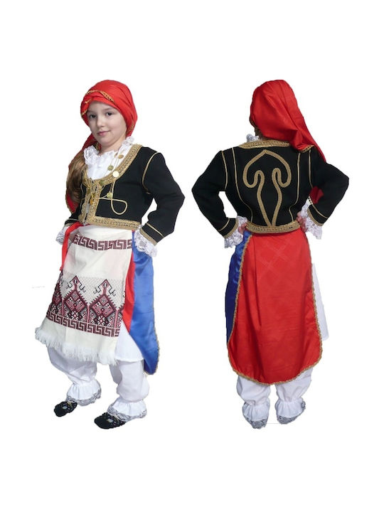 Traditional Kids Costume Cretan girl with Scarf