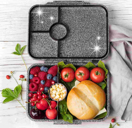 Lekkabox Кутия За Храна Пластмасова Черна С Прегради