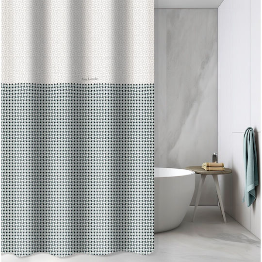 Guy Laroche Buddha Shower Curtain Fabric with Hooks 180x185cm Cement