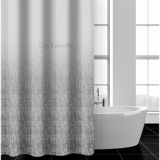 Guy Laroche Valley Shower Curtain Fabric with Hooks 240x185cm Silver
