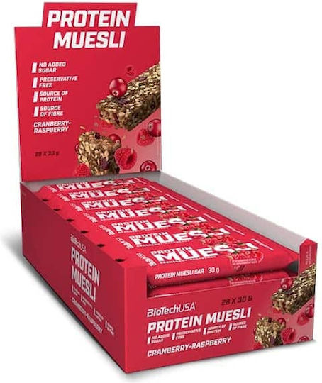 Biotech USA Protein Muesli Блокчета Протеин с Вкус Cranberry & Raspberry 28x30гр