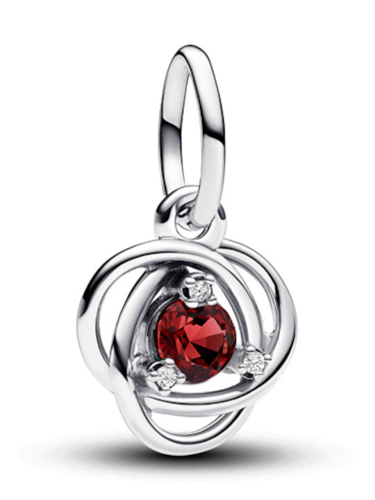 Pandora Charm with Stones from Silver with Red Zircon
