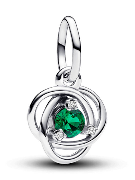 Pandora Charm Cu Pietre Din Argint Cu Zircon Verde