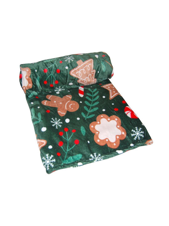 Christmas Fleece Blanket Green Double 200x230cm