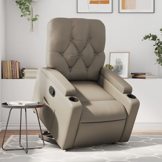 Фотьойл Relax С поставка за крака от Естествена Кожа Кафяв 74x86.5x93.5см