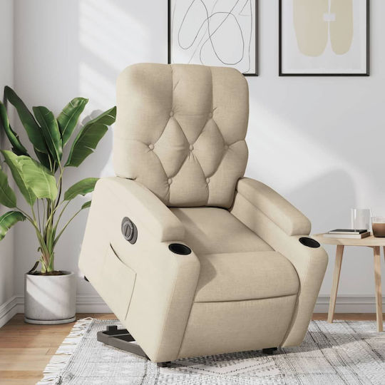 Relax Armchair with Footstool Cream 74x86.5x93.5cm