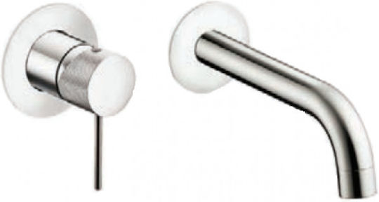 Tema Built-in Mixer & Spout Set for for Bathroom Sink Silver