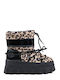 Leopard Fur Ankle Boots with Lug Sole