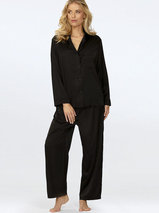 Dkaren Winter Damen Pyjama-Set Black