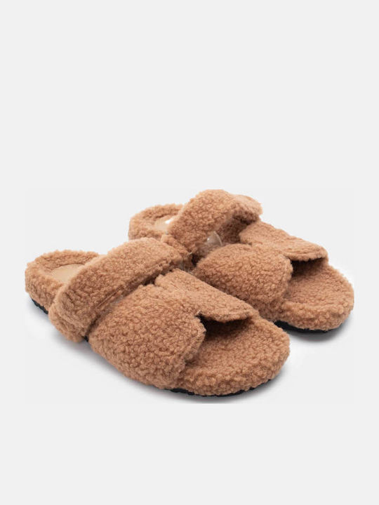Luigi Winter Women's Slippers with Fur Beige