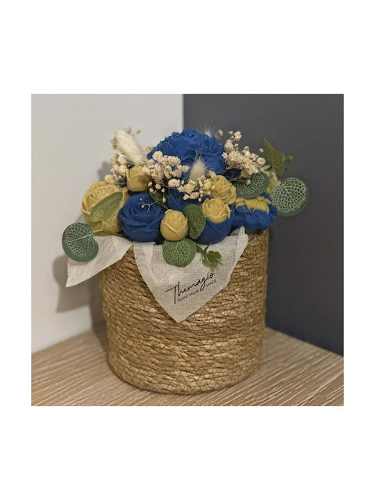 Buchet Din Flori Și Plante Artificiale Decorative Albastre În Cutie Themagio
