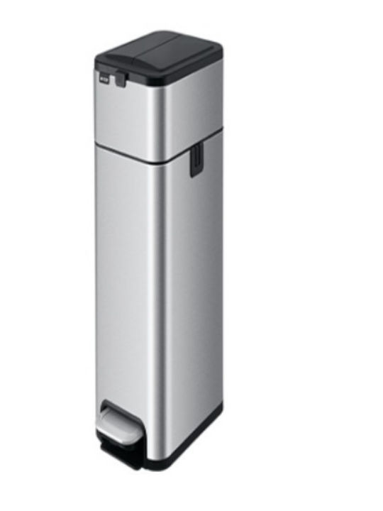 Delta Cleaning Inox Badezimmer Mülleimer Sanftes Schließen 9Es Silber