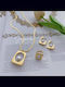 Set with Necklace , Earrings & Ring from Steel Gold Plated with Stones