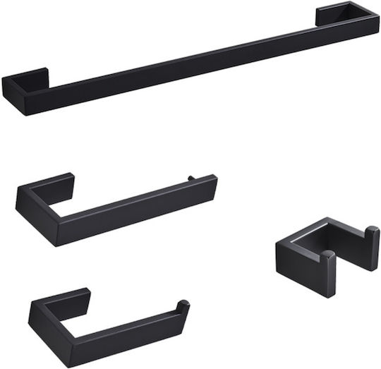 Metal Bathroom Accessory Set Black 4pcs
