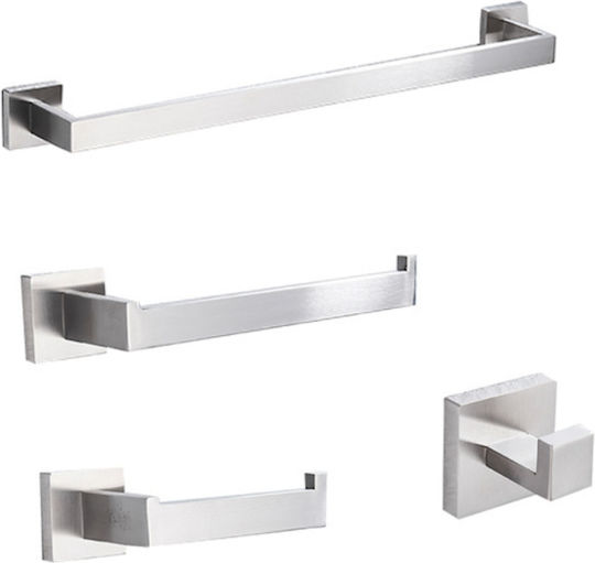 Badezimmer-Accessoire-Set Metall Silber 4Stück