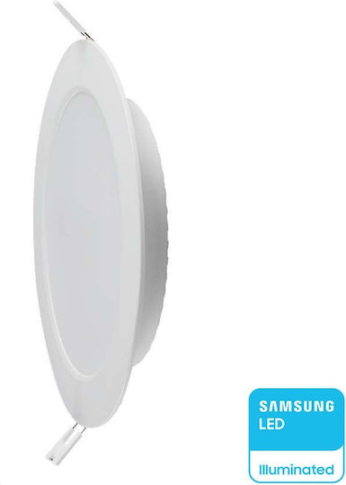 V-TAC Στρογγυλό Χωνευτό LED Panel 6W με Ψυχρό Λευκό Φως 6500K 120εκ.