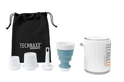 Technaxx Tx-261 Mini Electric Air Pump 13.5w Portable 1360 Mah Battery Led Light 5 Nozzles Usb-c Charging White