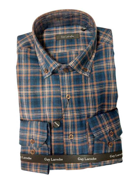 Long-sleeved Shirt Checked Blue/Orange