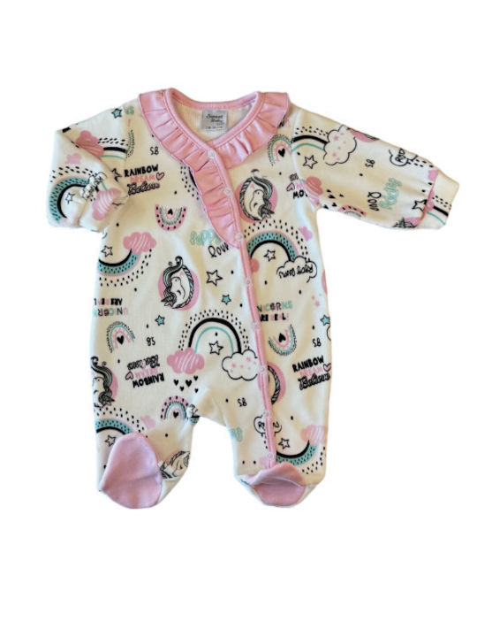 Sweet Baby Baby Bodysuit Long-Sleeved Velvet White-pink