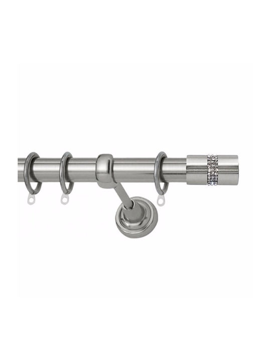 Μεταλλικό Κουρτινόξυλο Verona Triple Strass Διπλό με Βέργα Φ25mm 120εκ. Νίκελ Σατινέ