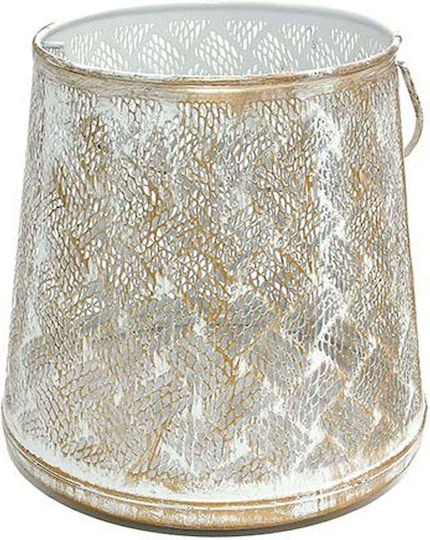 Fylliana Fl12370 Tabletop Metallic Lantern White 20x22cm