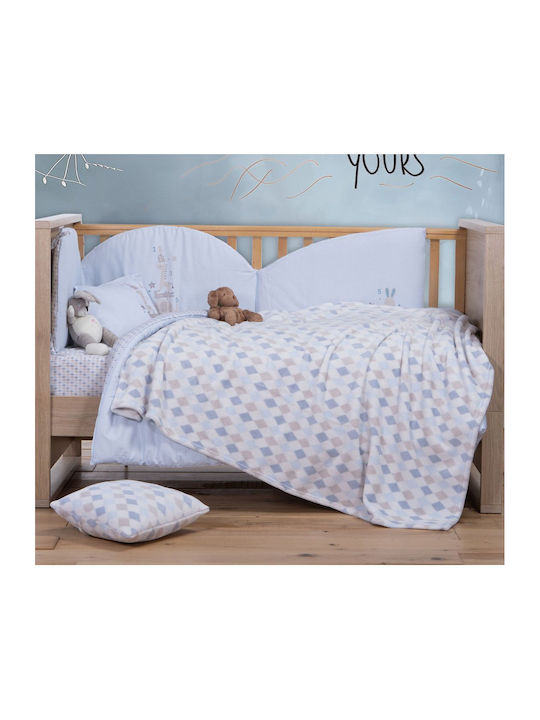 Nef-Nef Homeware Blanket Nursery Swaddling Blankets Rhombus Fleece Blue Blue 75x110cm