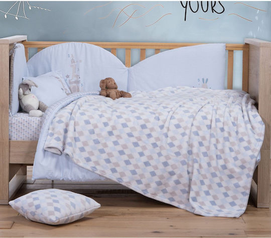 Nef-Nef Homeware Pătură Pepinieră Swaddling pături Rhombus Fleece Albastru Blue 75x110cm